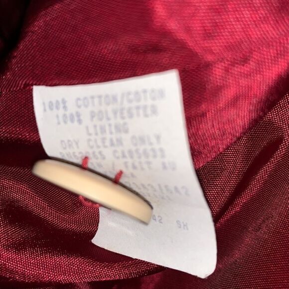 Ruff Hewn Crimson Red Jacket with Suede Lapels Vintage Size Small - Picture 6 of 9